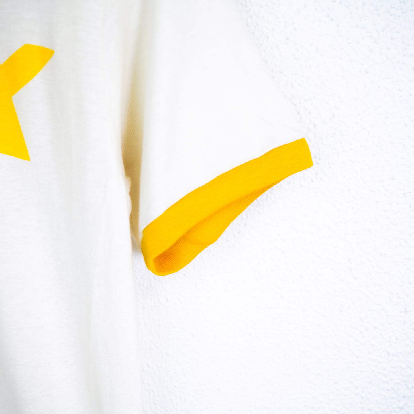 HOAX Vintage Yellow Ringer Tee: Yellow & Off-White Cotton Blend Short Sleeve T-Shirt