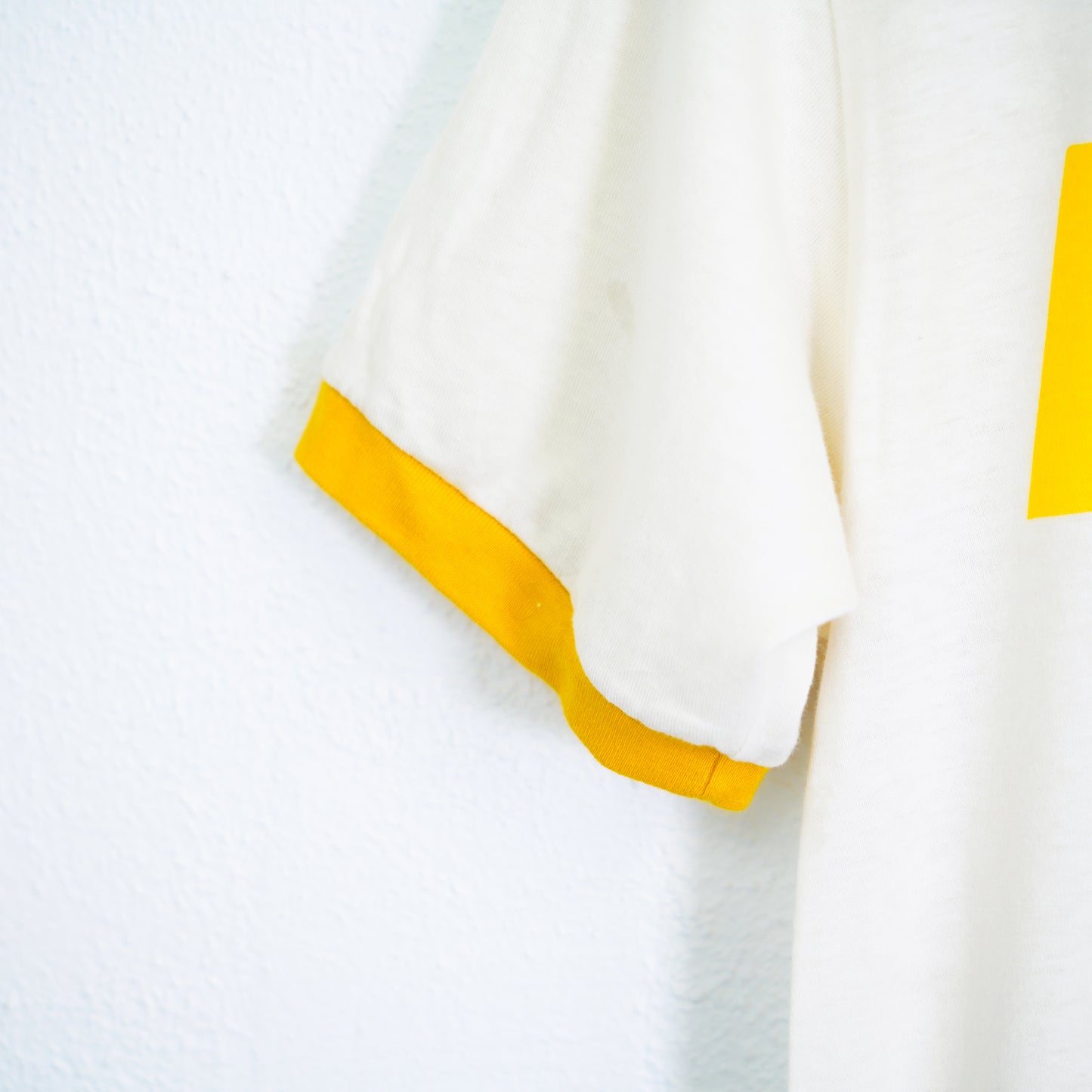 HOAX Vintage Yellow Ringer Tee: Yellow & Off-White Cotton Blend Short Sleeve T-Shirt